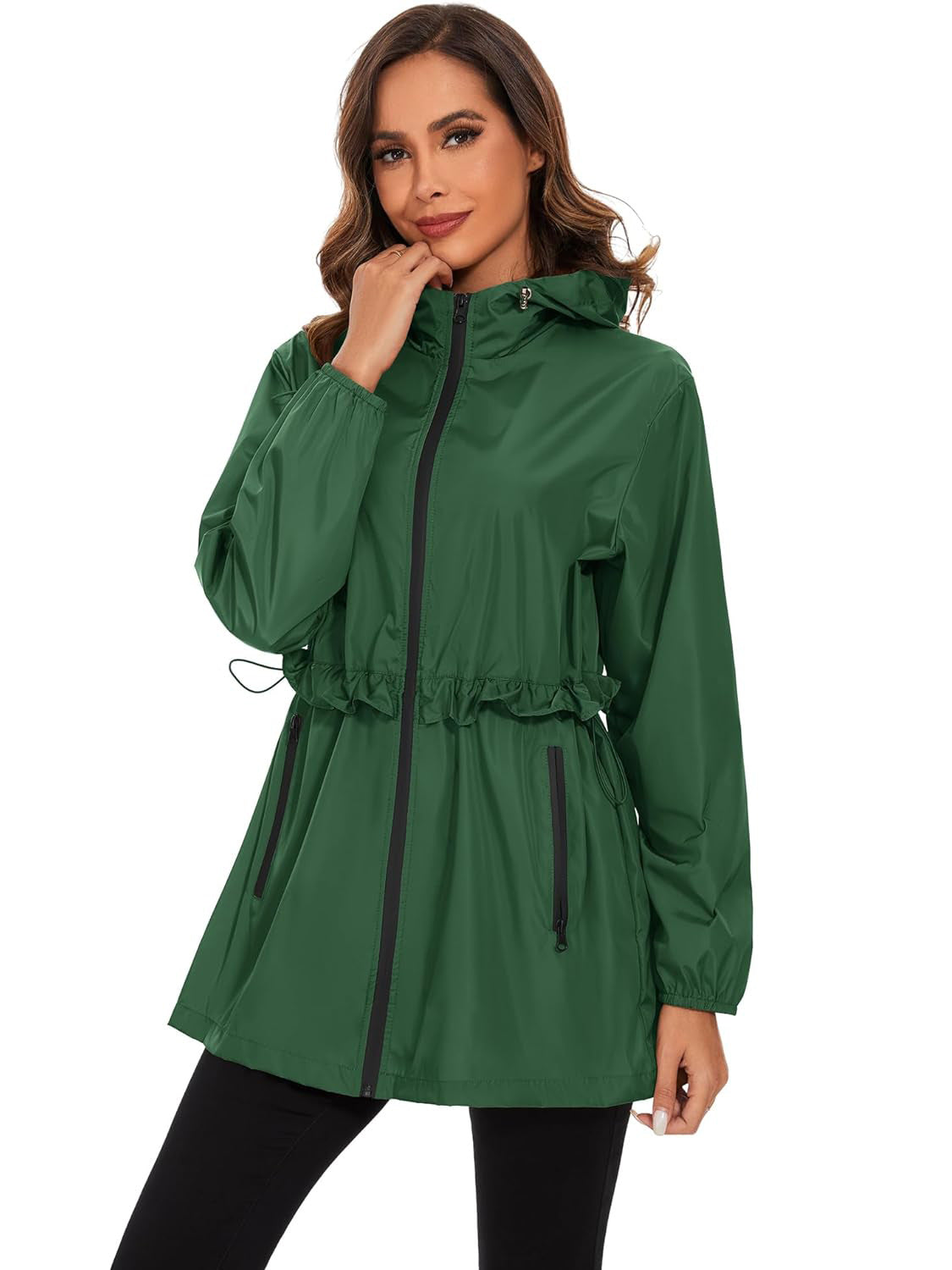 Sudadera impermeable informal de manga larga en color liso para mujer