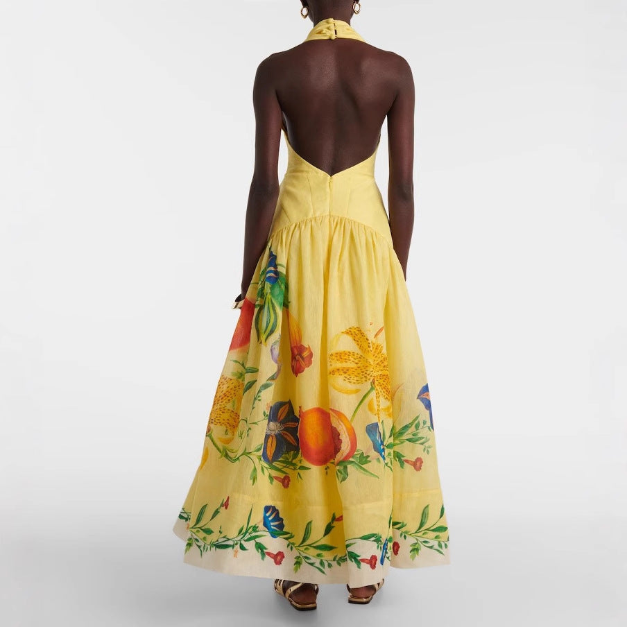 Robe sexy à col en V profond et imprimé pour femme