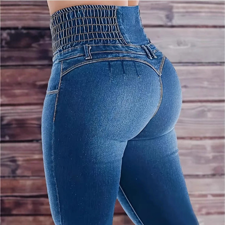 Women High Waist Micro Flared Denim Pants with Street Style