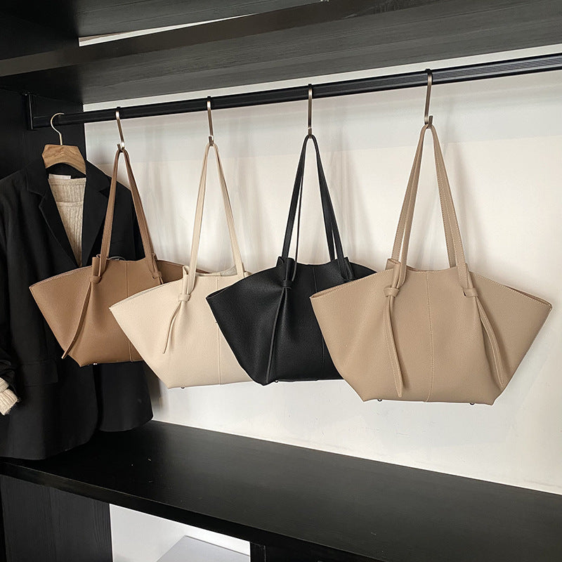 Bolso de mano plisado de color sólido informal de moda para mujer con gran capacidad