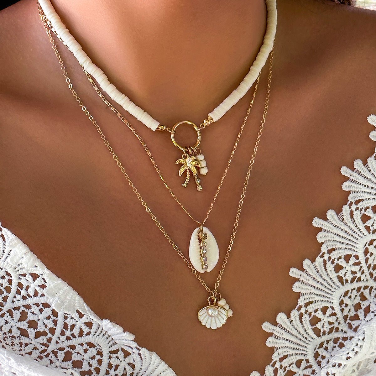 Collar multicapa sencillo con girasoles bohemios para mujer