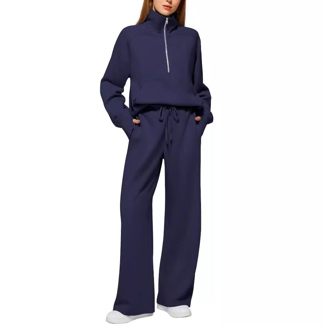 Oversized Women Two-Piece Hoodie and Wide-Leg Pants Set