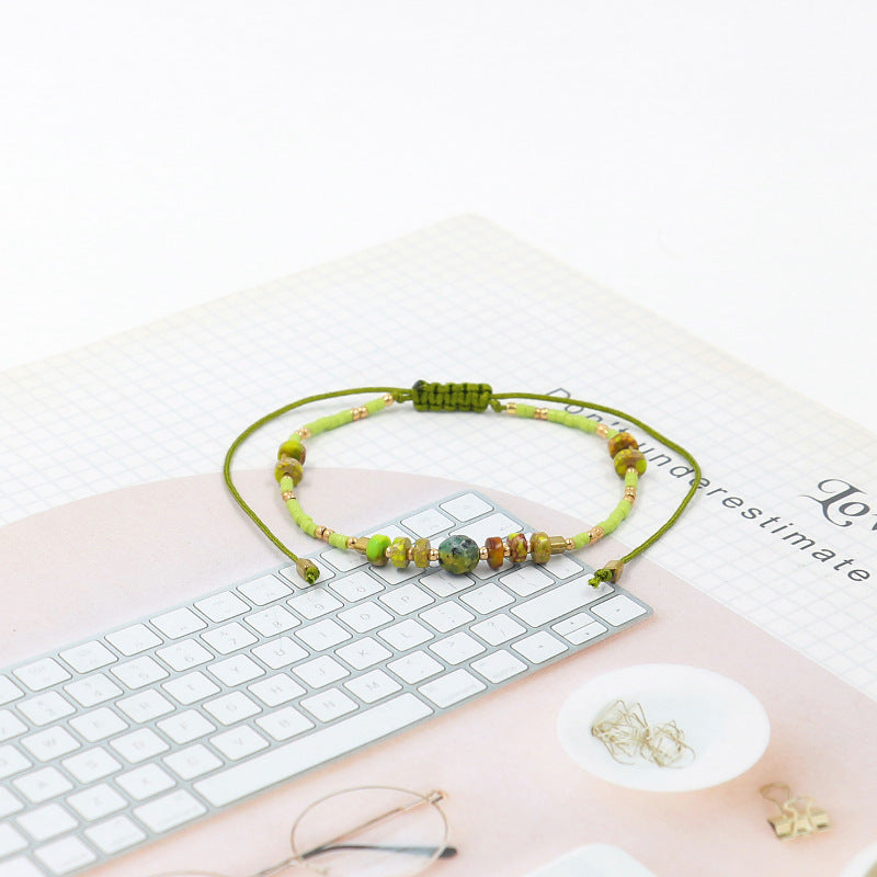 Bohemian Semi-Precious Stone Beads Handwoven Bracelet