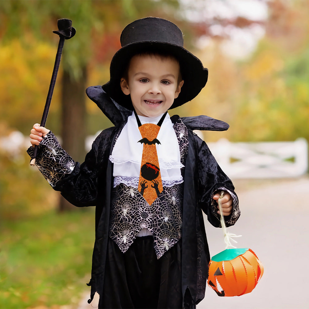 Corbata decorativa de calavera de calabaza para mascarada de Halloween para niños