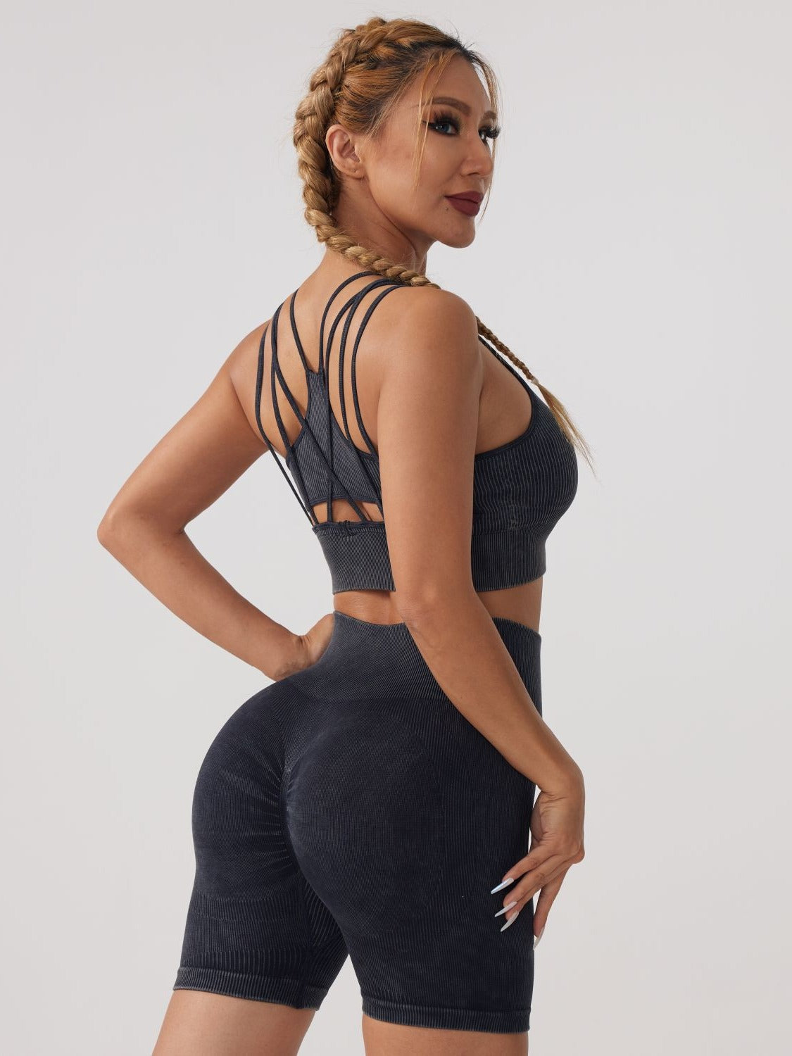 Ensemble deux pièces de sport vierge pour femme, style yoga