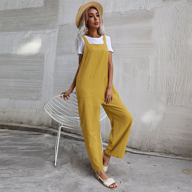 Cozy Cotton Linen Women's Sleeveless Jumpsuit