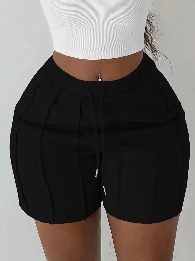 Short ample à lacets de couleur unie et décontracté pour femme