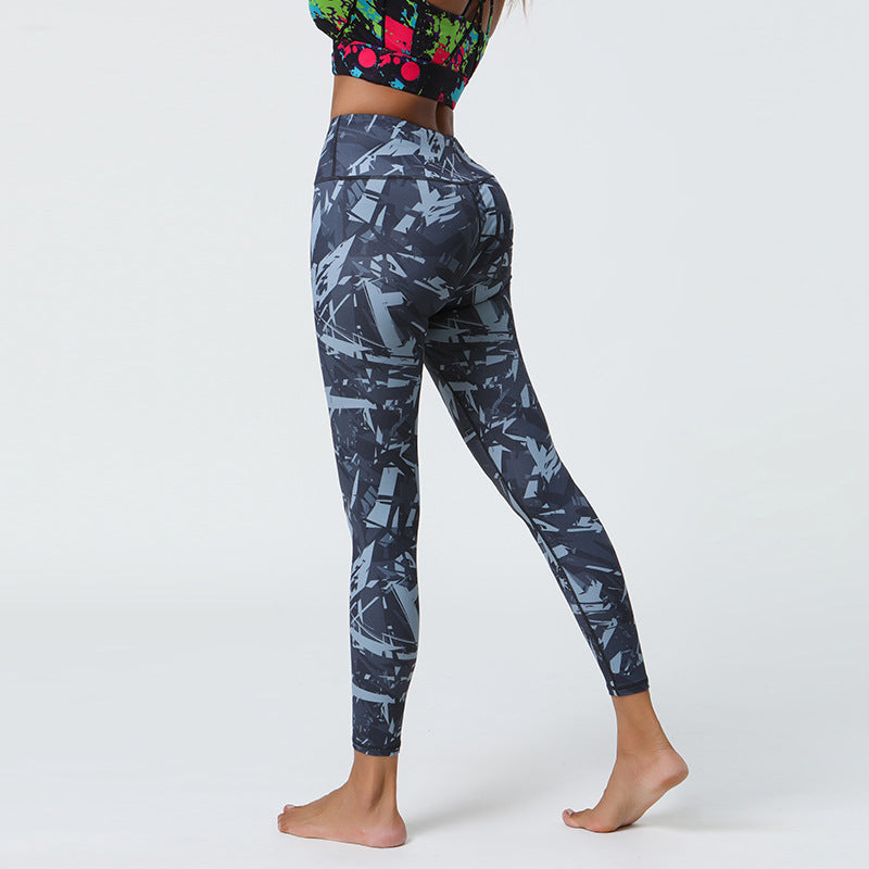 Leggings de sport taille haute imprimés pour femmes, style yoga