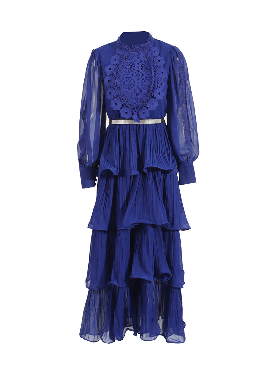 Vestido largo retro elegante de encaje bordado