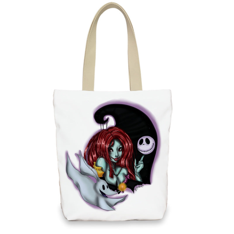 Bolso de lona con diseño de calabaza de Halloween para mujer