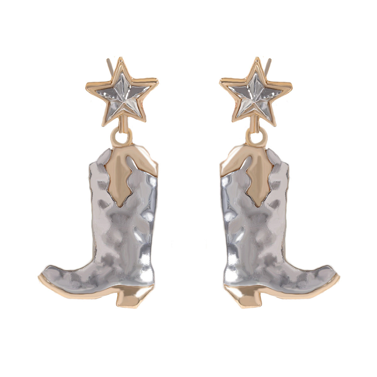 Women Fashion Retro Western Five-Star Alloy War Boots Earrings