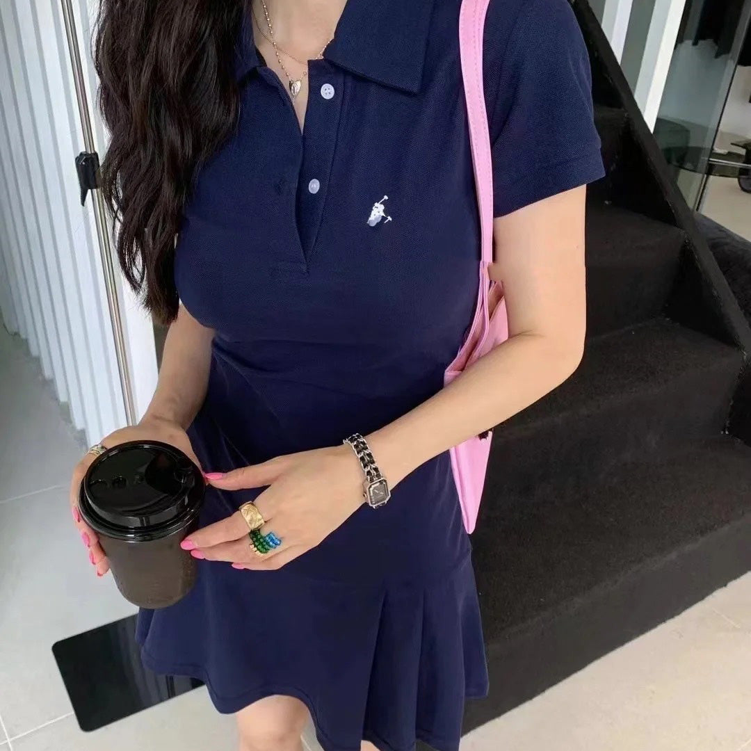 Women Fashion Casual Embroidered Pleated Dress