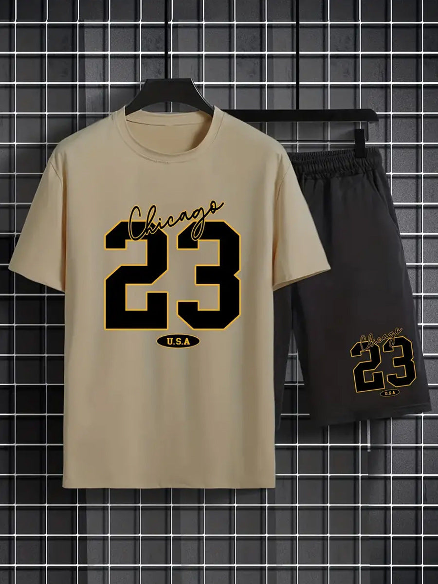 Summer Casual Short Sleeve Basic T-Shirt Set