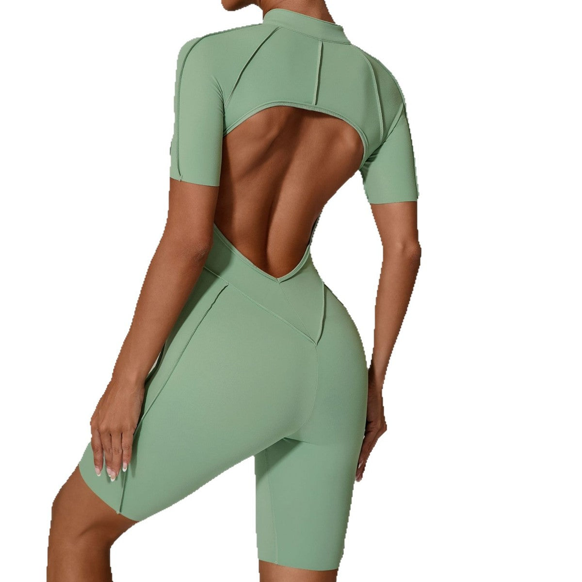 Summer Zipper Short-Sleeved Yoga Rompers