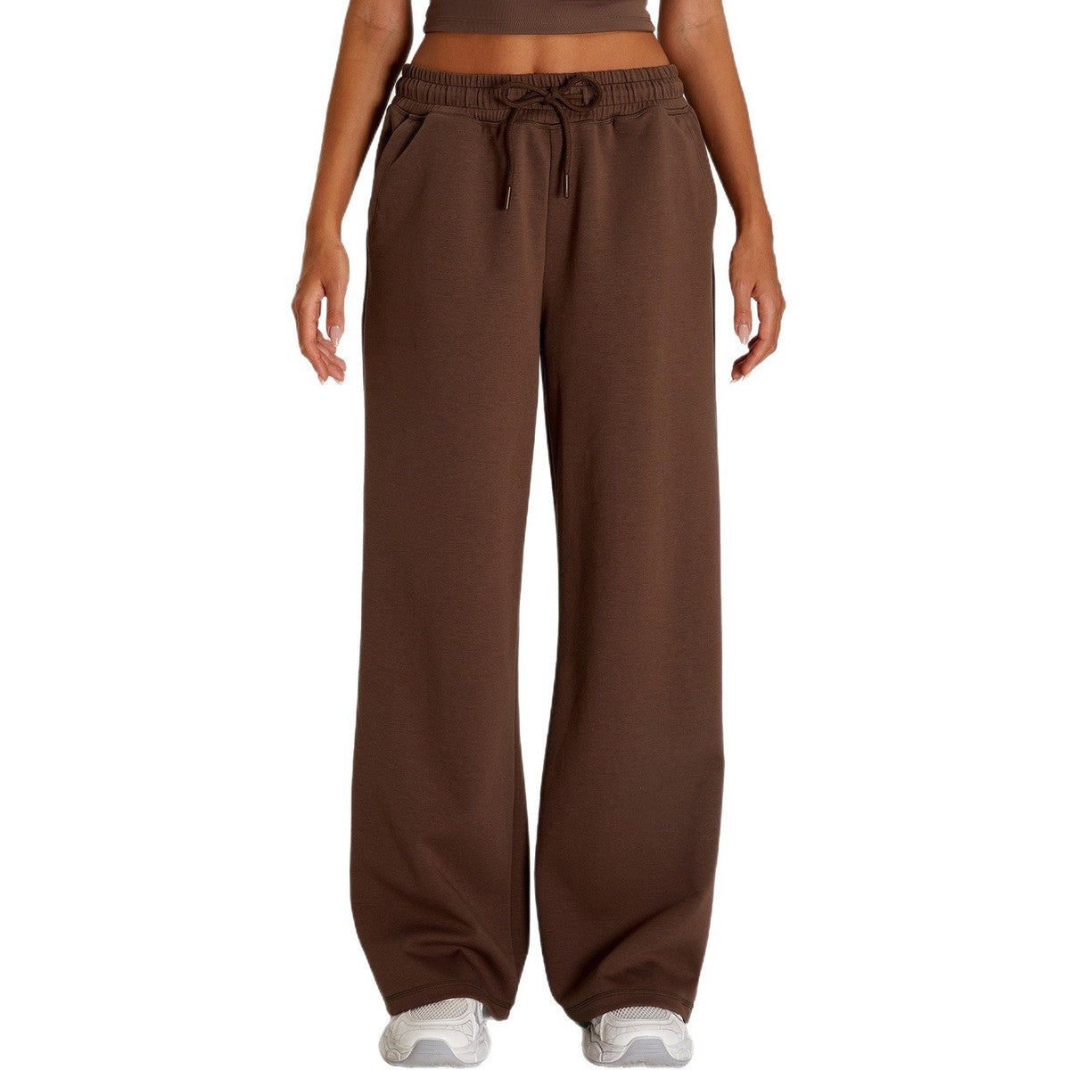 Pantalones anchos informales holgados con cordón para mujer