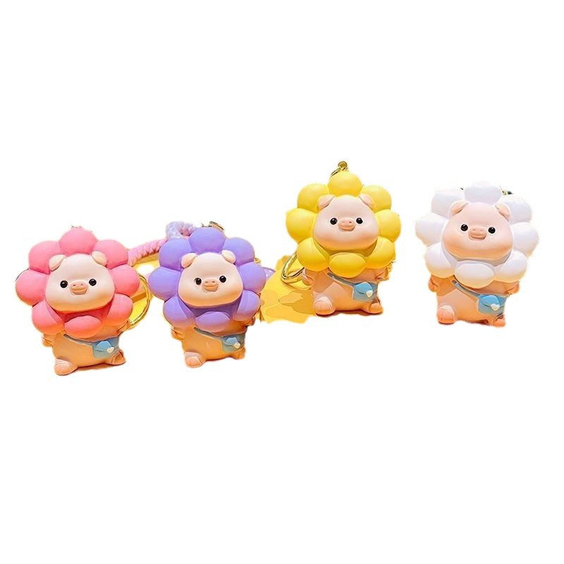 Cartoon Sunflower Pig Doll Key Chain Bag Pendant