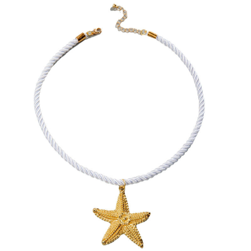 Collar con colgante de estrella de mar de playa con personalidad exagerada