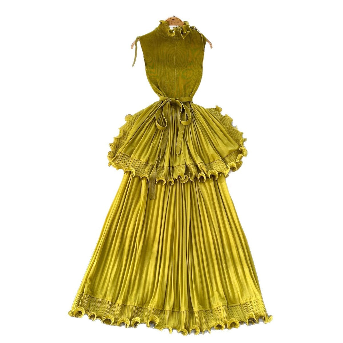 African Women Summer Pleated Ruffled Maxi Dress