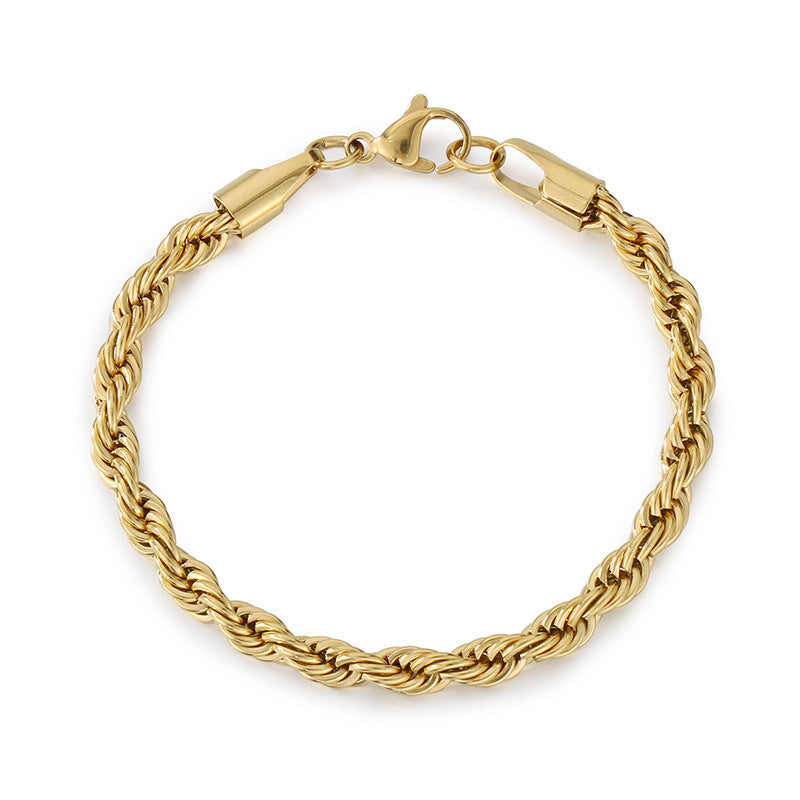 Men Fashion Titanium Steel Twist Chain Bracelet