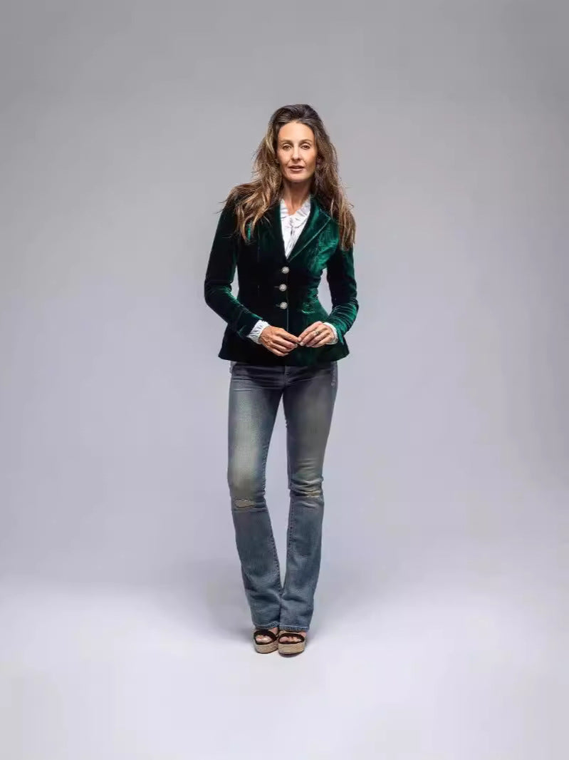 Manteau élégant en velours à manches longues pour femme