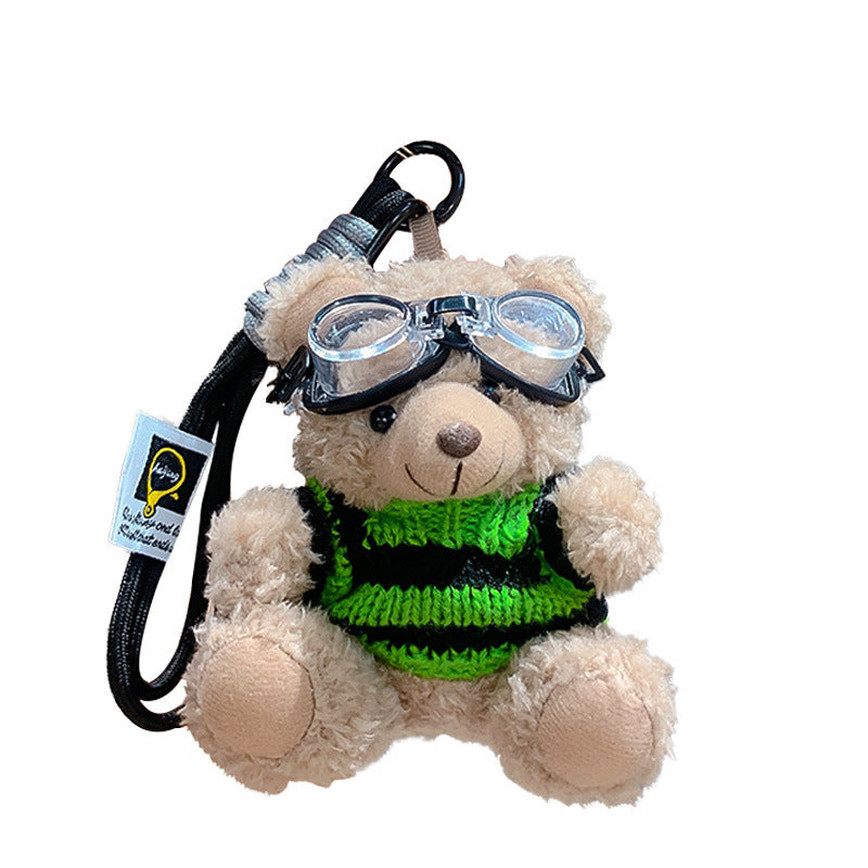 Cartoon Plush Bear Keychain with Colorful Sweater Styles