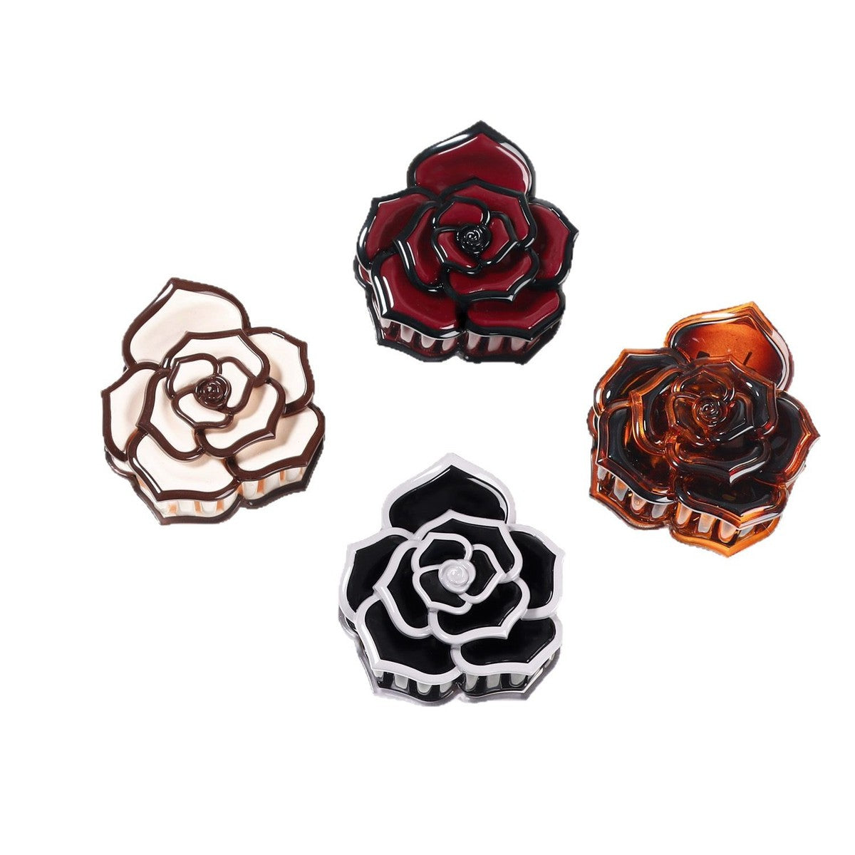 Fashion Rose Floral Grab Clip with PVC Material