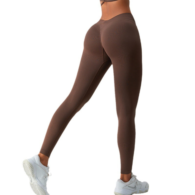 Leggings de yoga taille haute à la mode pour femmes, couleur unie