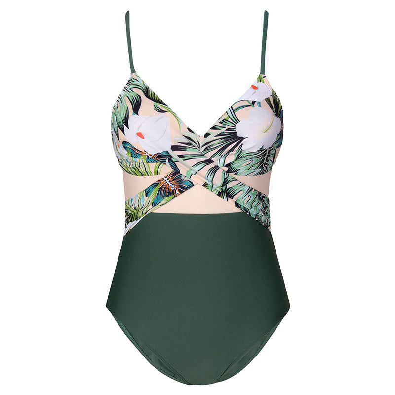 Women Summer Vacation Floral One-Piece Bikini