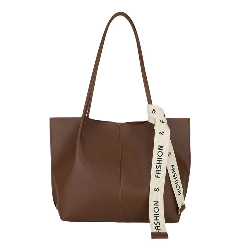 Sac fourre-tout décontracté simple de grande capacité pour femme, couleur unie