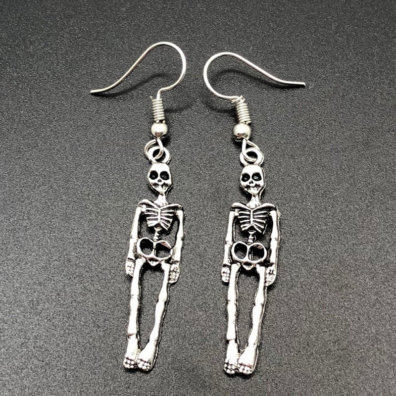 Pendientes de esqueleto de aleación de Halloween exagerados de moda para mujer