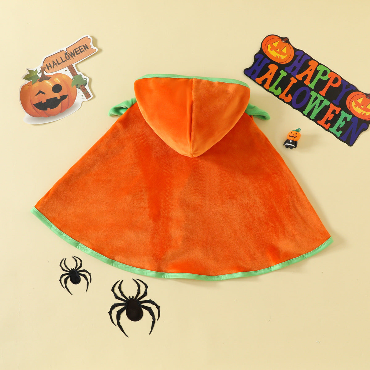 Kids Toddler Baby Girls Halloween Pumpkin Hooded Cape