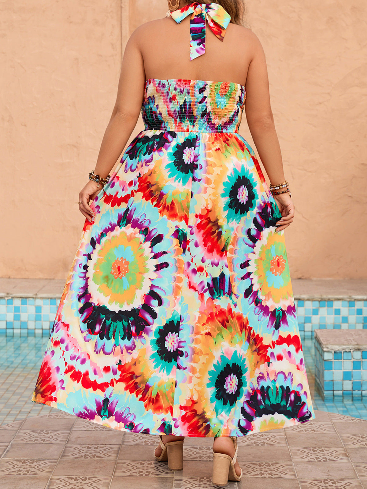 Summer Women Fashion Bohemian Beach Vacation Halter Neck Dress