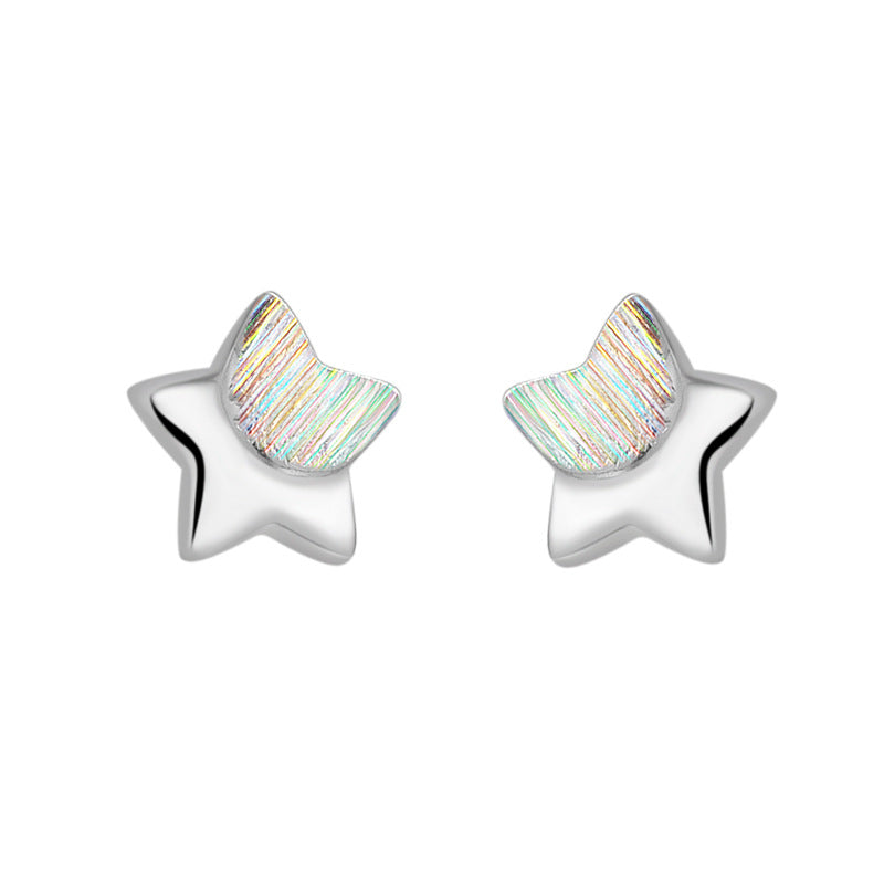 Women Fashion Simple Silver Star Earrings Elegant Silver Jewelry