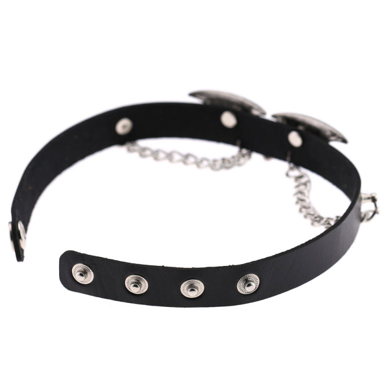 Gargantilla de Halloween punk con alas de murciélago y calavera para mujer