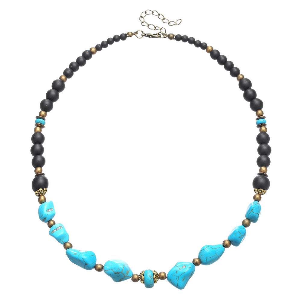 Collar de cuentas turquesas de moda para hombre