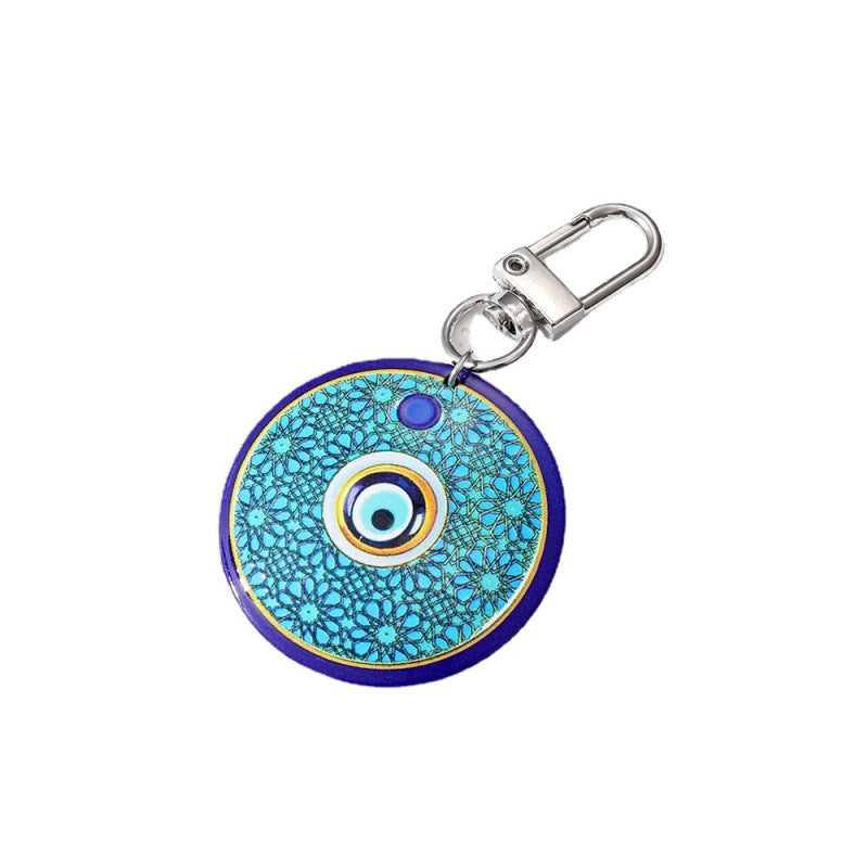 Women Retro Bohemian Round Devil Eye Keychain Set