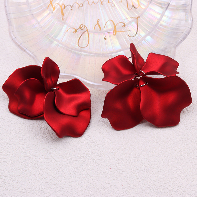 Bohemian Solid Color Petal Tassel Acrylic Earrings