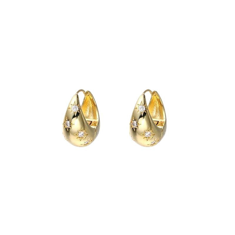 Boucles d'oreilles en métal et zircon pour femmes, bijoux élégants