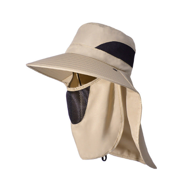 Sombrero para el sol informal con gran circunferencia de cabeza y protección facial para hombre