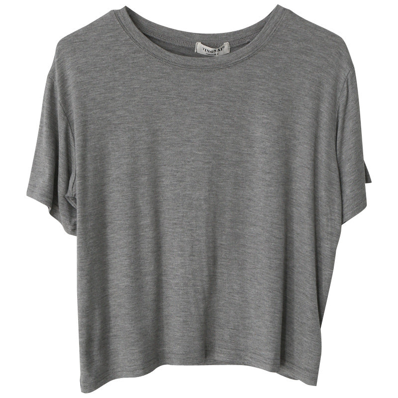Camiseta informal de verano para mujer, color liso, holgada, con cuello redondo y sin mangas