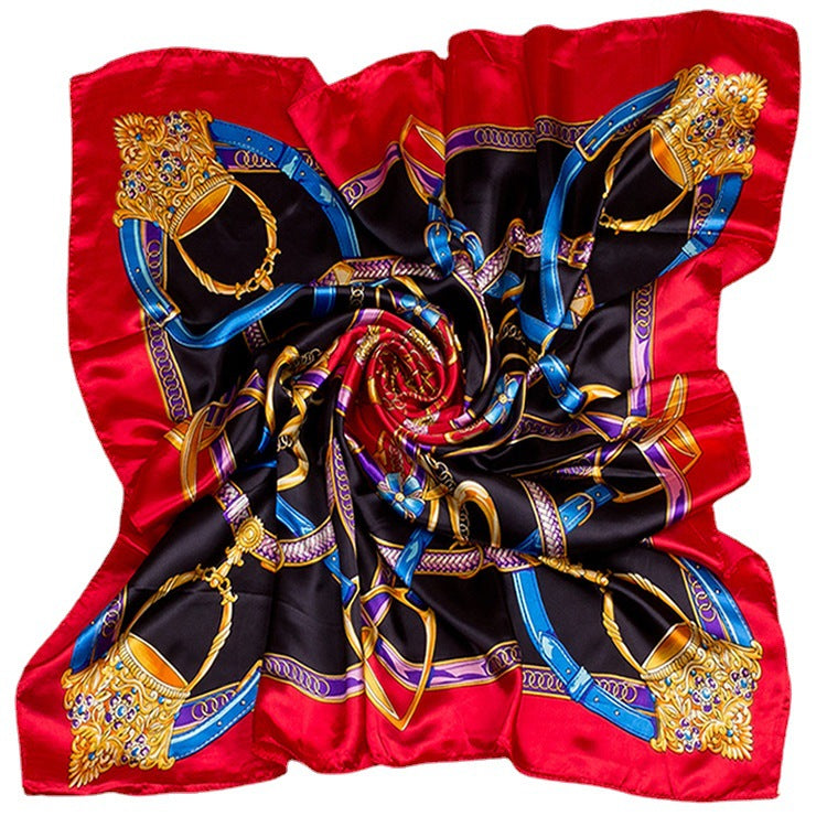 Bufanda de seda cuadrada grande con estampado floral para mujer, accesorio elegante