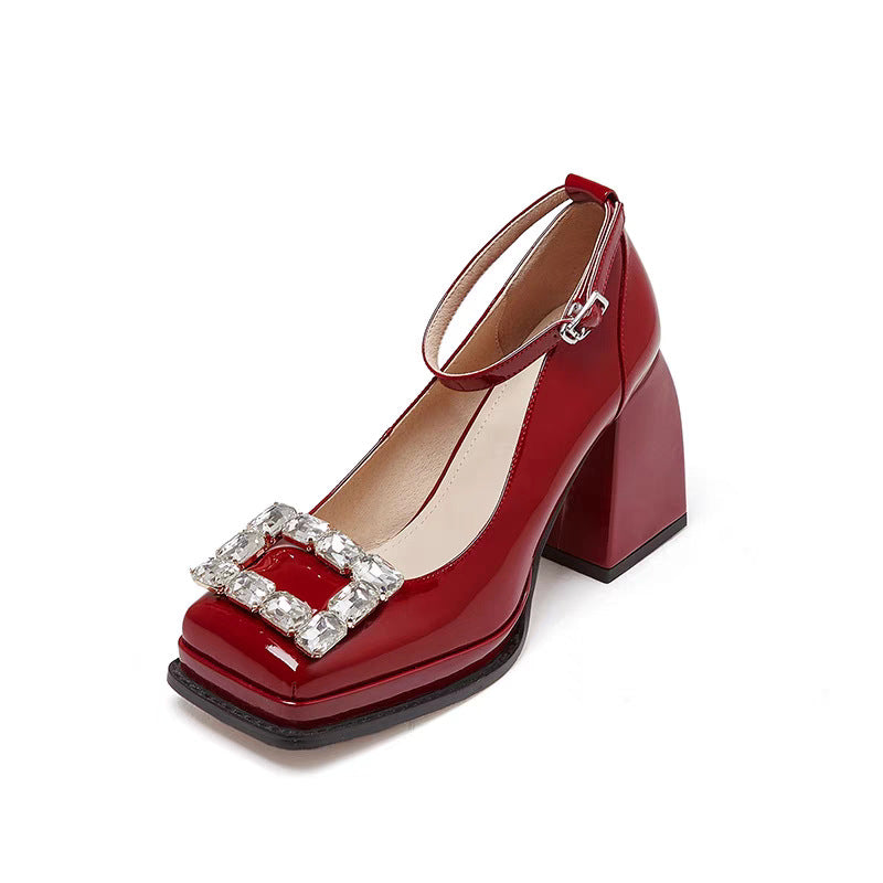 Zapatos Mary Jane informales de talla grande con diamantes de imitación para mujer
