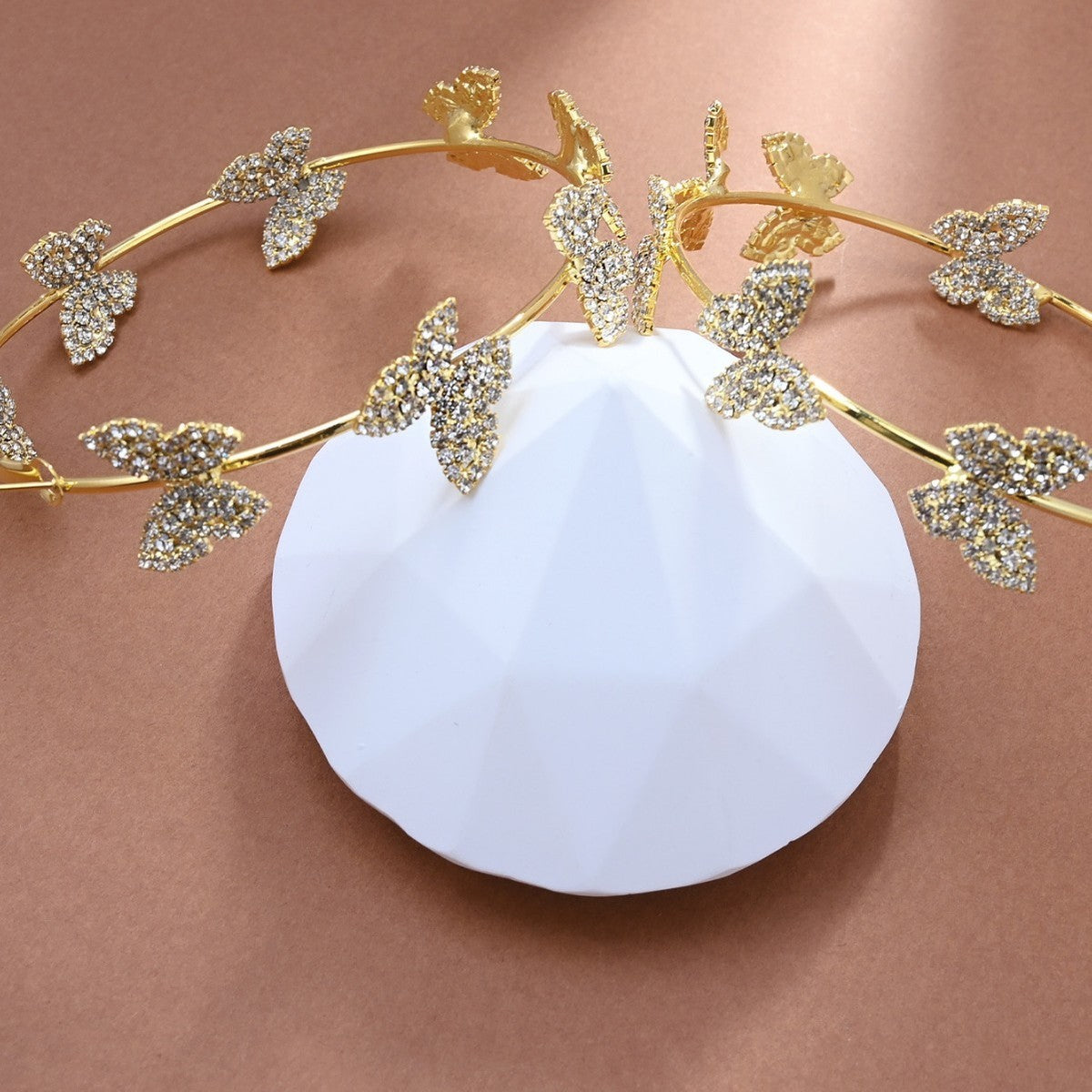 Fashion Exaggerated Rhinestone Butterfly Hoop Earrings in Gold