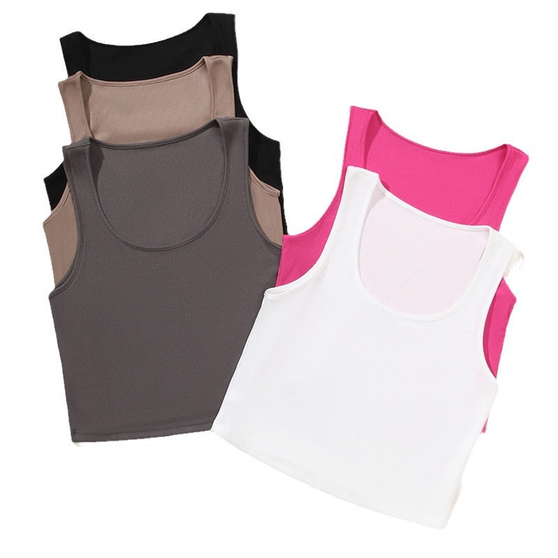 Women's Slim-Fit Solid Color Rib-Knit Crop Tank Top