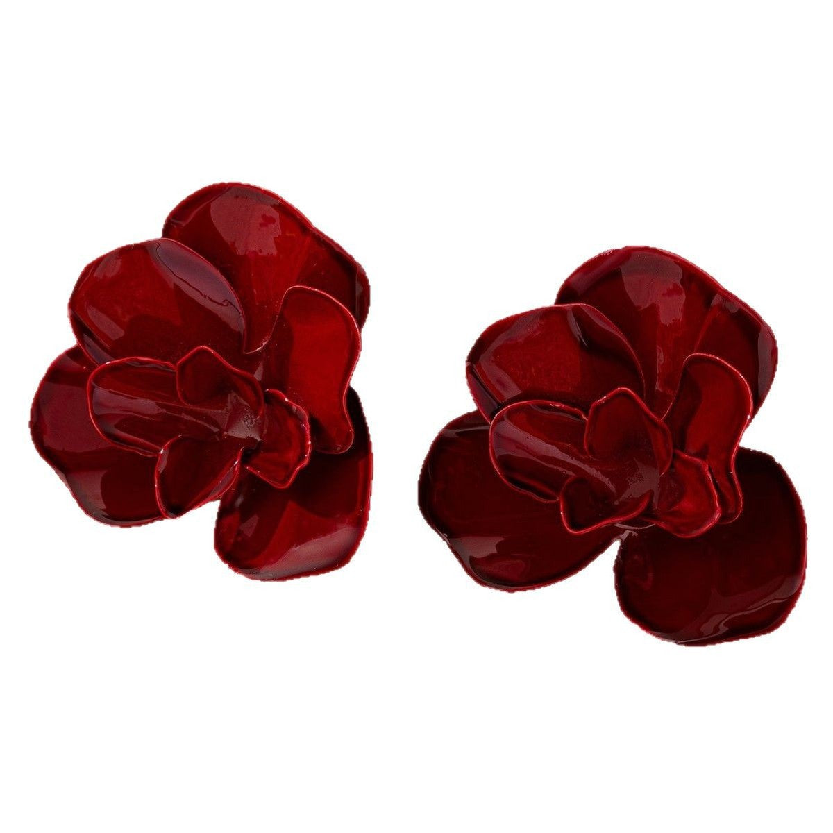 Retro Exaggerated Three Dimensional Metal Floral Earrings Alloy Flowers
