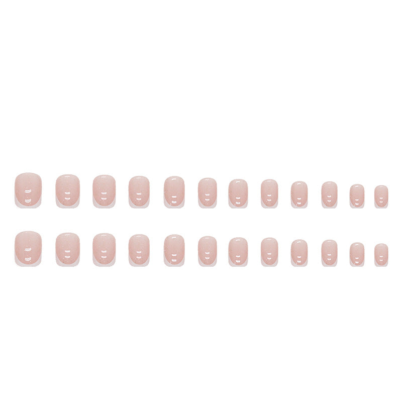 Faux ongles amovibles simples et mignons, roses et blancs pailletés