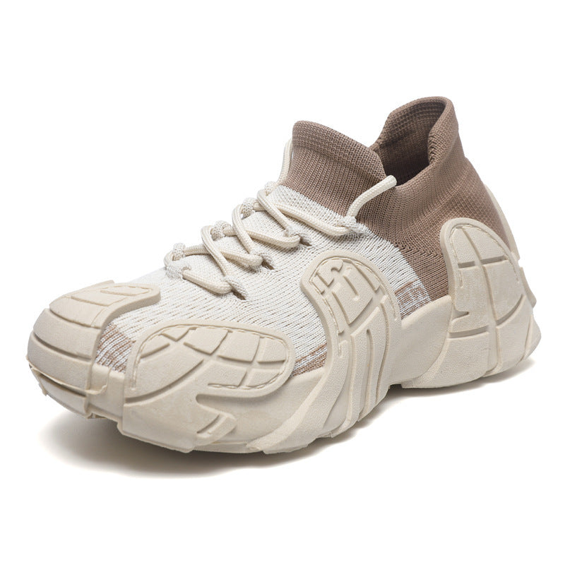 Zapatillas de plataforma informales para mujer, de moda, de punto, con tacón plano