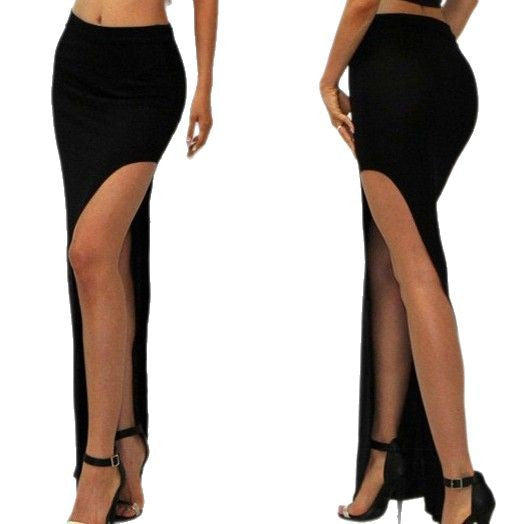Falda dividida de cintura alta de color sólido sexy de moda para mujer