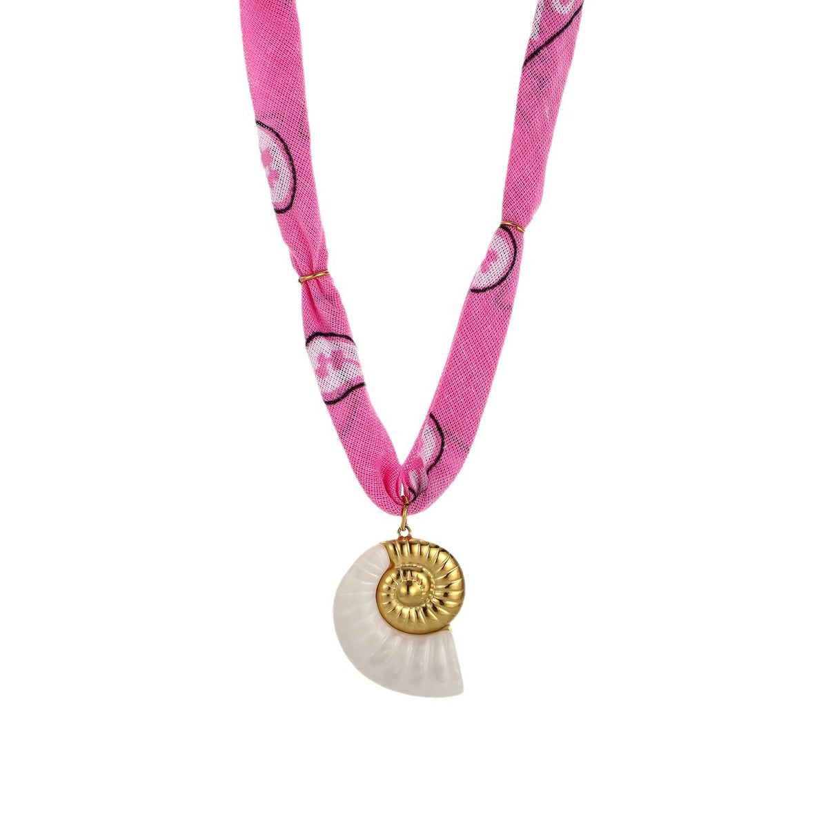 Collar de bufanda de seda con colgante de estrella de mar y caracola de viento oceánico para mujer, joyería de acero inoxidable con forma de animal