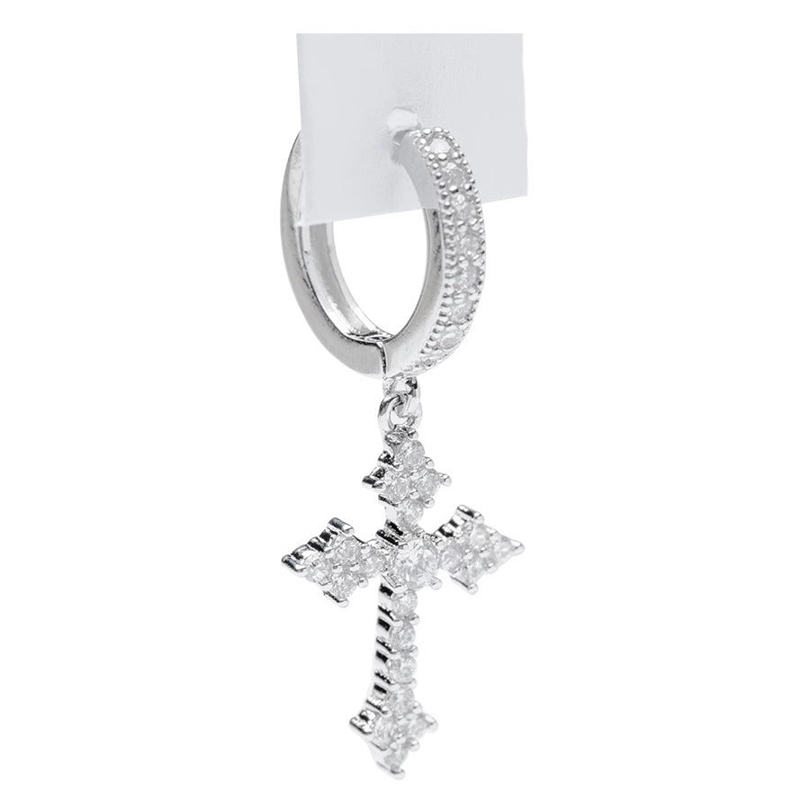 Boucles d'oreilles croix en zircon pour homme
